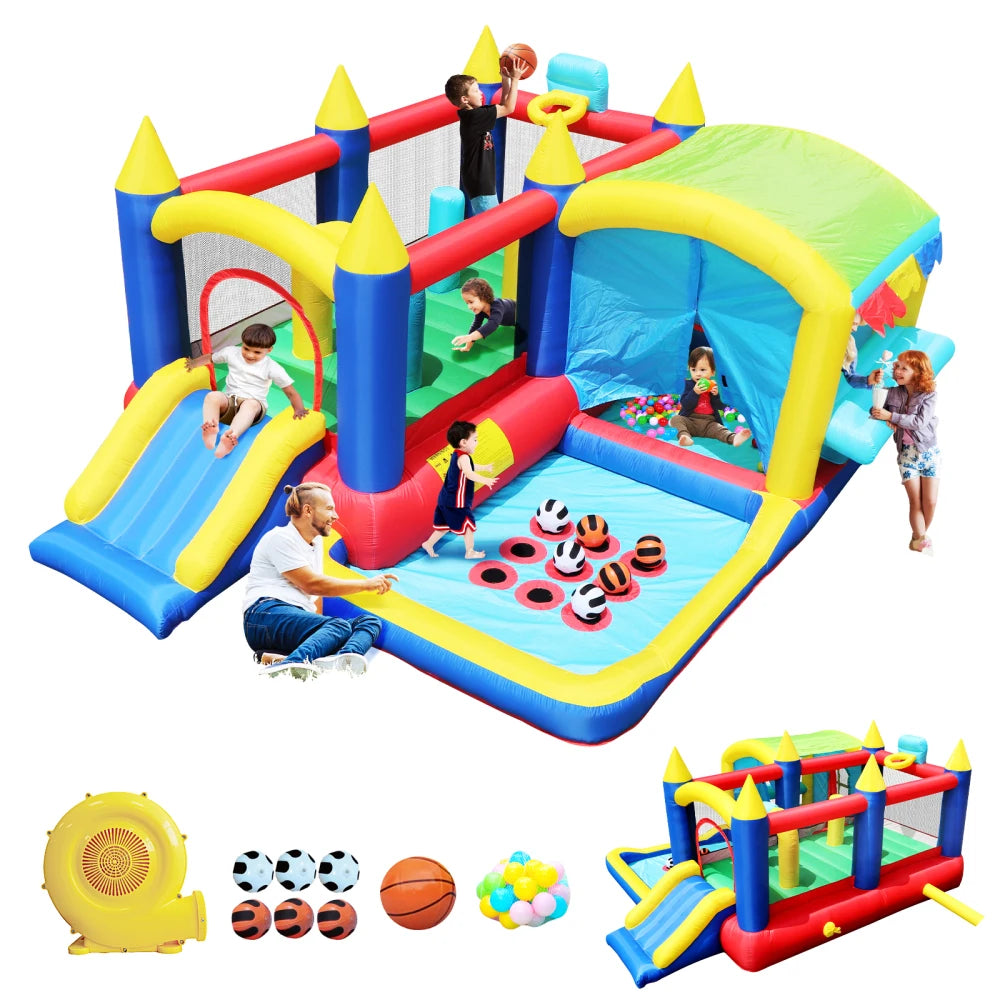 Christmas Jump N Slide Inflatable Bouncer for Kids Complete Setup with Blower 80 Inch X 91 Inch Play Area 55 Inch Tall Inflatable Bounce House
