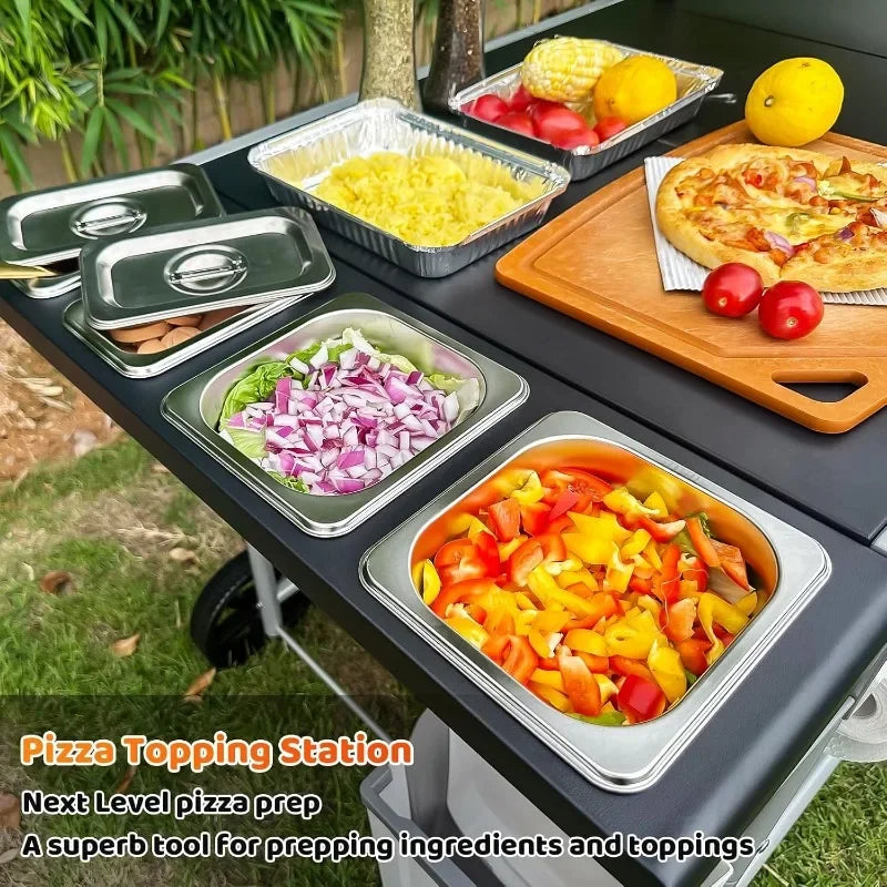 Pizza Oven Table Grill Cart for Koda Karu Fyra 16 and 12 with Movable Pizza Topping Station Prep Workcart Outdoor Grill Table Stand