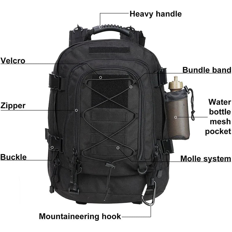 60L Military Tactical Backpack Molle Assault Rucksack