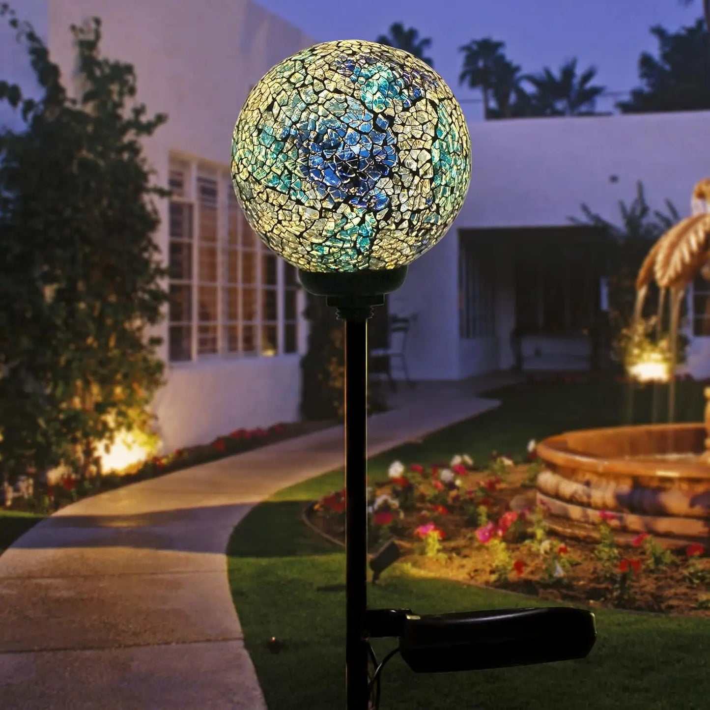 Solar Mosaic LED Garden Stake Light Waterproof Outdoor