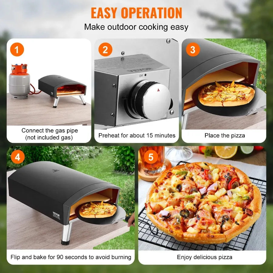 12 Inch Outdoor Portable Gas Pizza Oven Foldable Iron Spray Camping Aluminum Copper Alloy