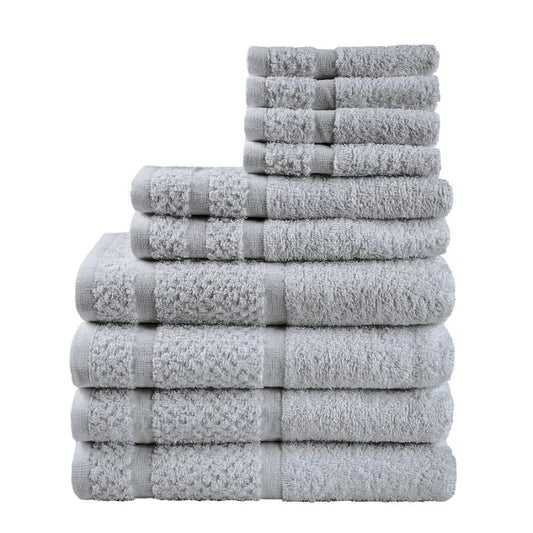 10 Piece Towel Set With Upgraded Softness And Durable Grey