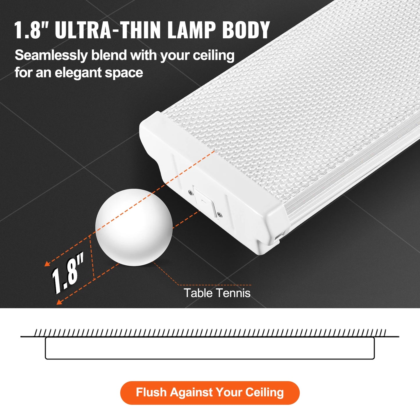 LED Wraparound Shop Light Flush Mount 4Ft 8Ft Dimmable