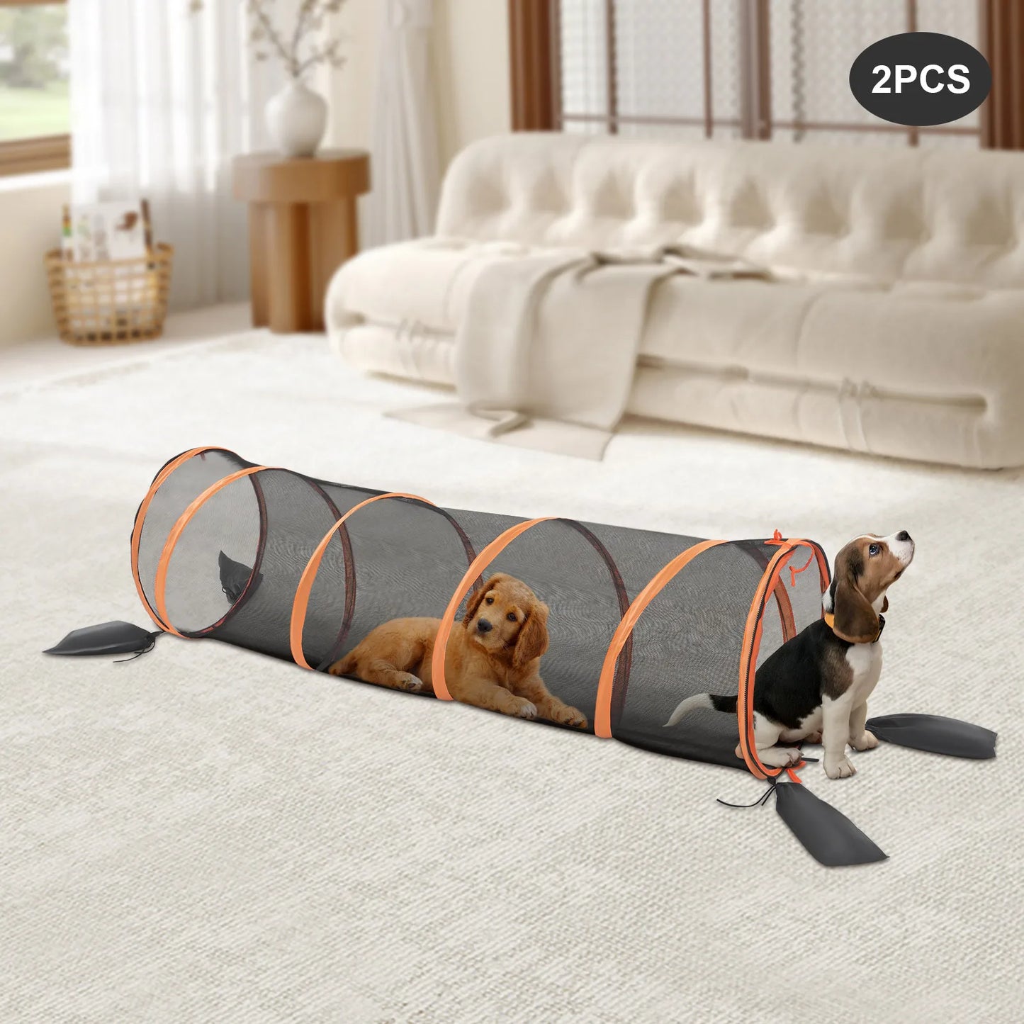 Foldable Cat Play Tunnel 2 Pack Mesh Channel Play House