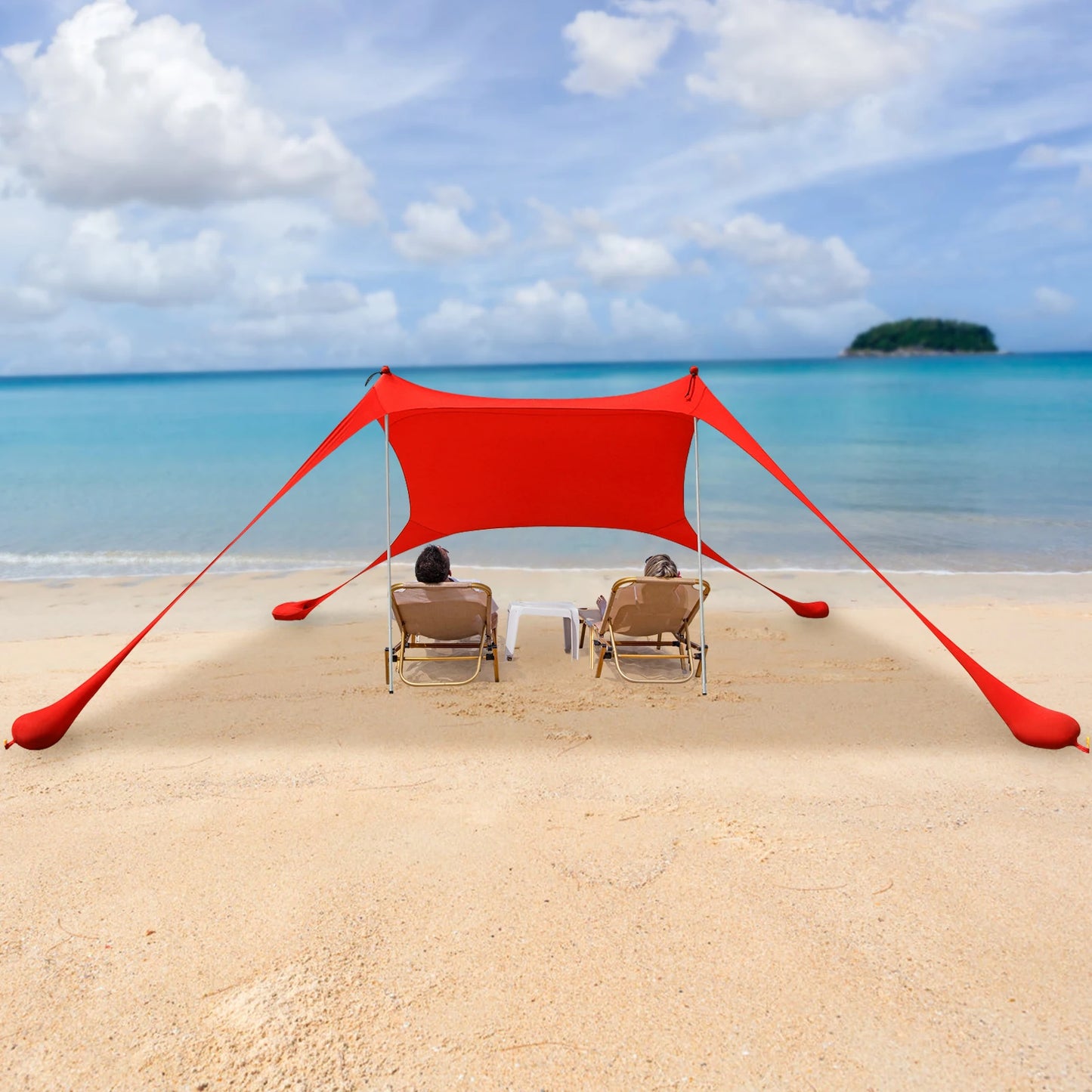 Red 2m By 1.6m Beach Sunshade Tent For 2 To 3 People