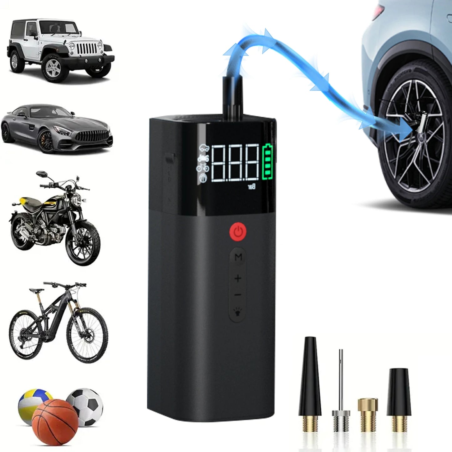 Portable Tire Inflator 150 PSI Rechargeable 5000mAh