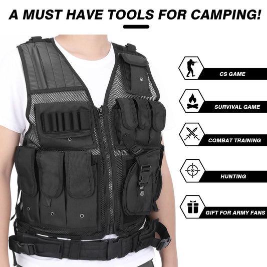 Tactical Vest Airsoft Gear Breathable Multi Pocket