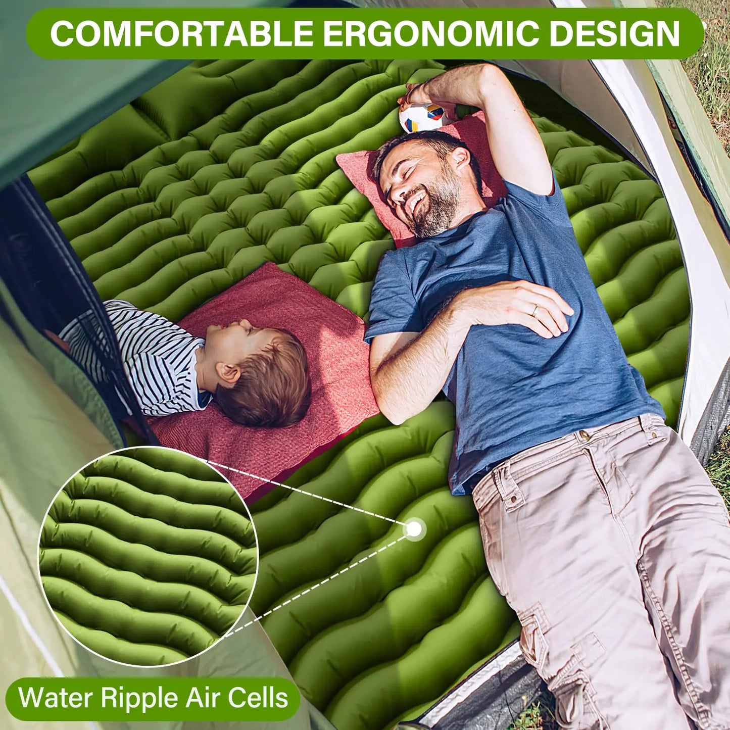 Westtune Double Inflatable Sleeping Pad 4 Inch Thick