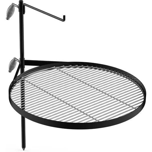 Fire Pit Campfire Grill Grate Stainless Steel Swing Cooking Stand Portable BBQ Barbecue Rack