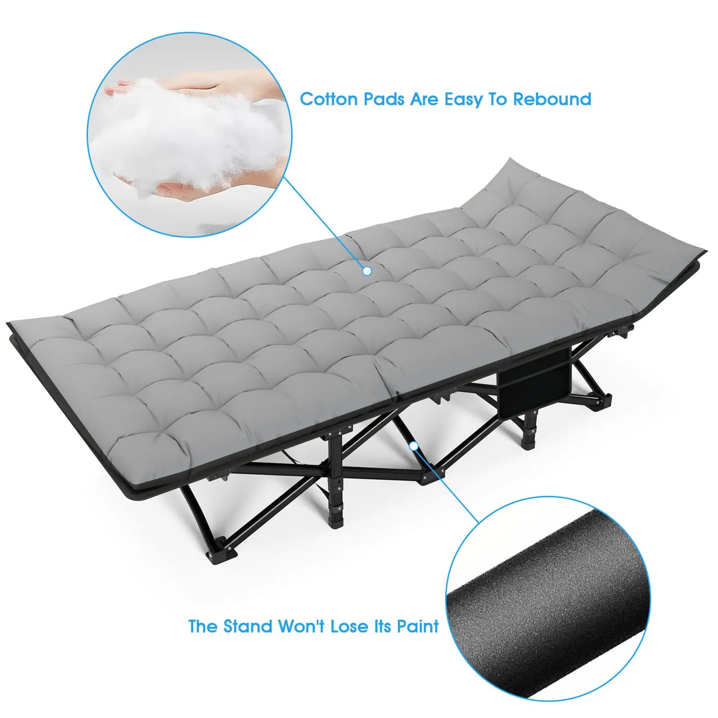 Folding Camping Cot Portable Heavy Duty Bed Adults 200kg