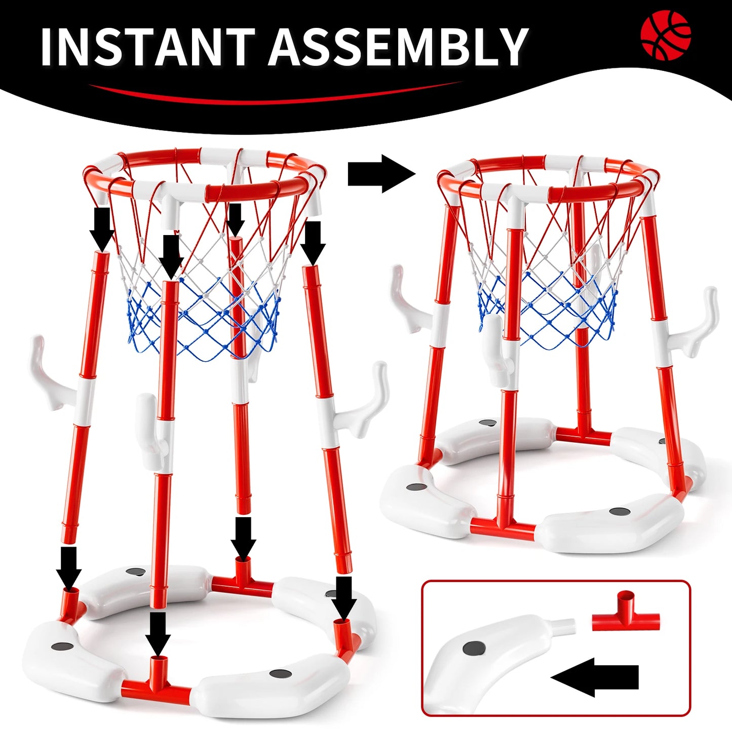 Summer Pool Basketball Hoop Toys Floating Basketball Game Swimming Floats With Four Balls Outdoor Indoor Water Play Toys