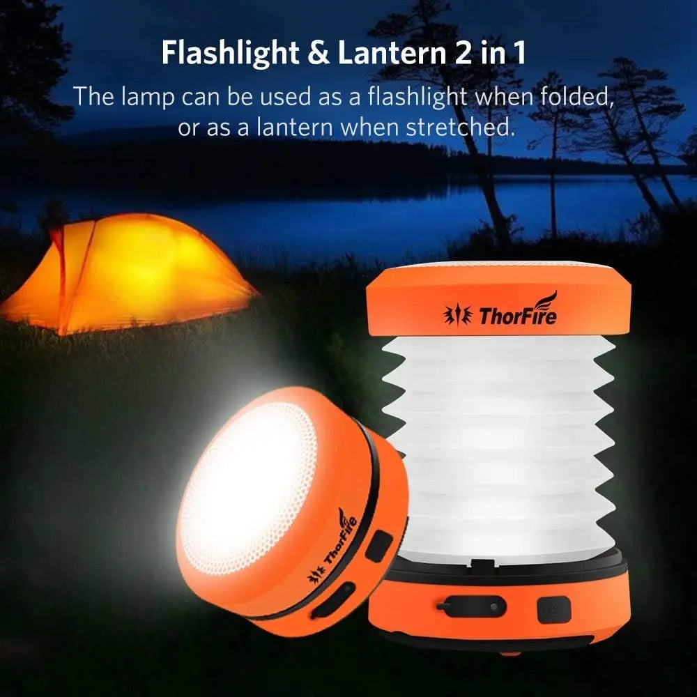 Solar Rechargeable Foldable Camping Lantern Power Bank