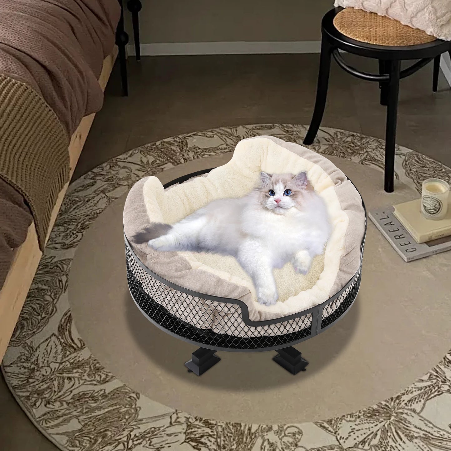 Portable Stainless Steel Elevated Cat Desk Bed 22 Lbs