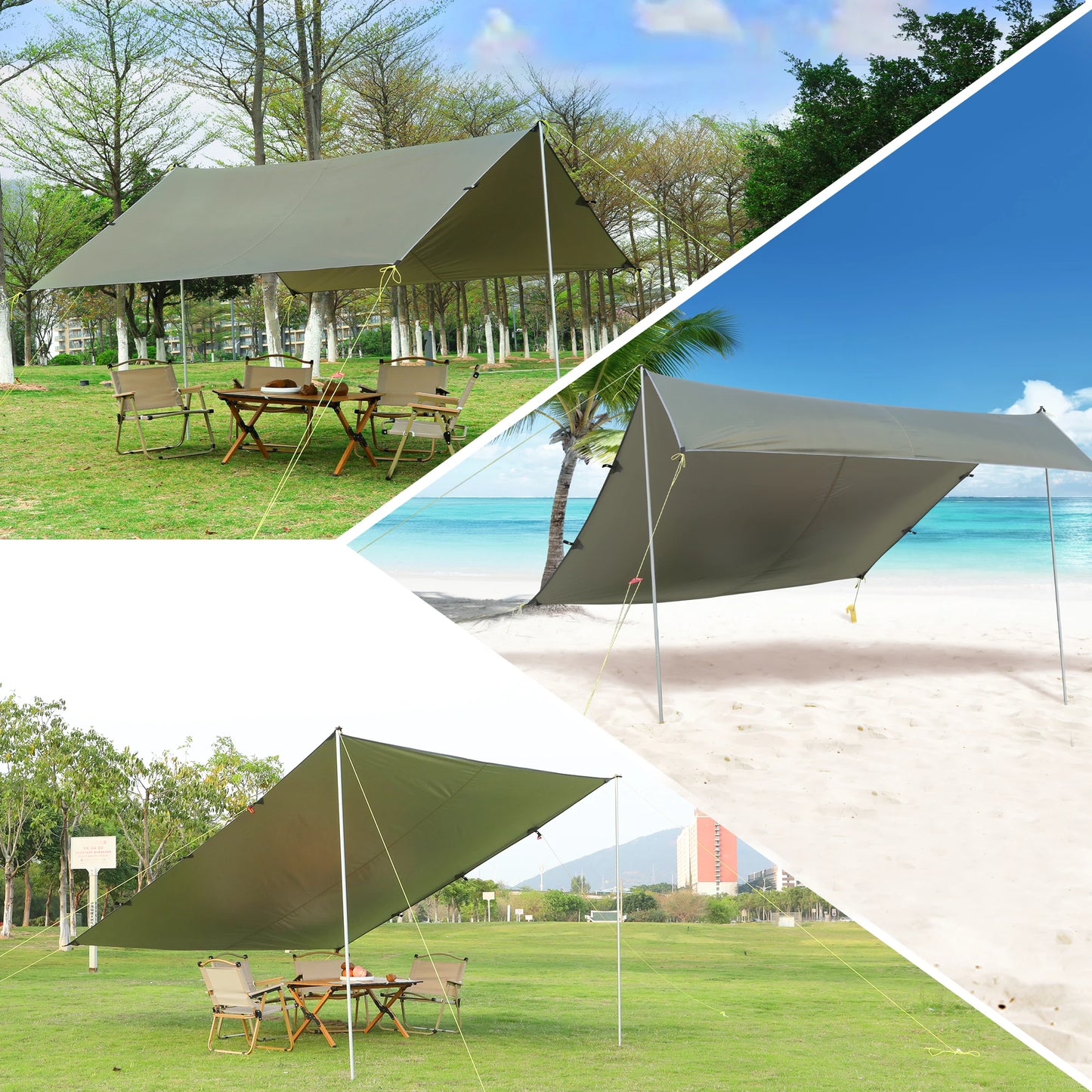 Beach Tent Sun Shelter UPF50 Waterproof With Aluminum Poles