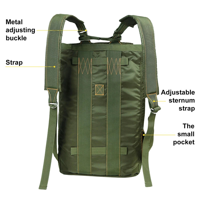 Durable All Purpose Backpack Lightweight Carryall Parachute Bag for Outdoor Hunting Hiking School Adventures
