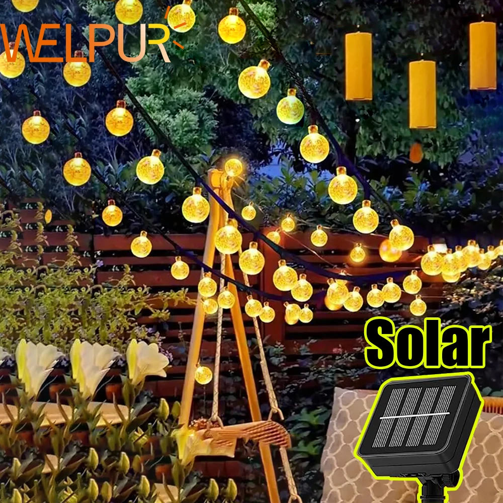 Solar Bubble Ball String Lights Outdoor 8 Modes IP44