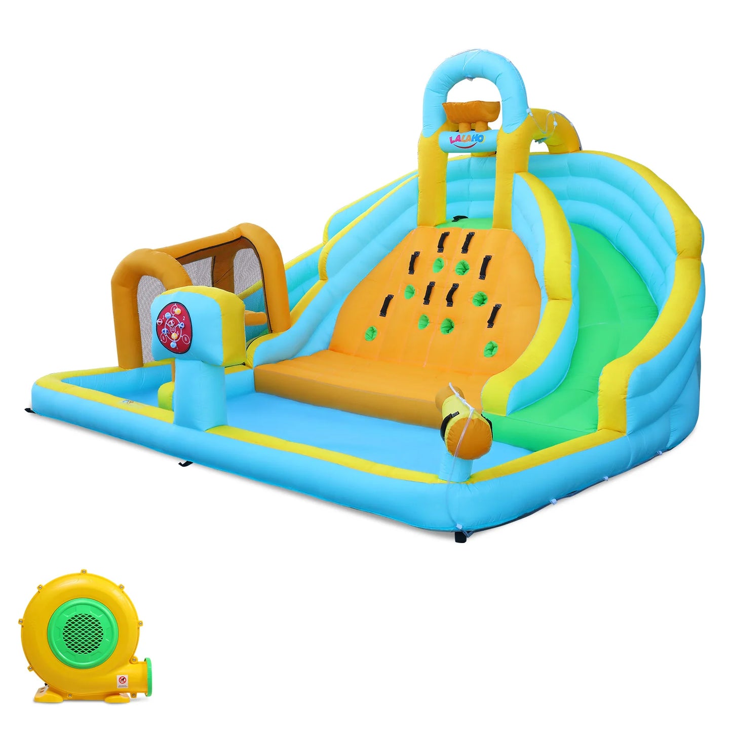Inflatable Castle for Children with 450W Inflator Double Slides Climbing Wall Jump Area 395 x 350 x 260 cm
