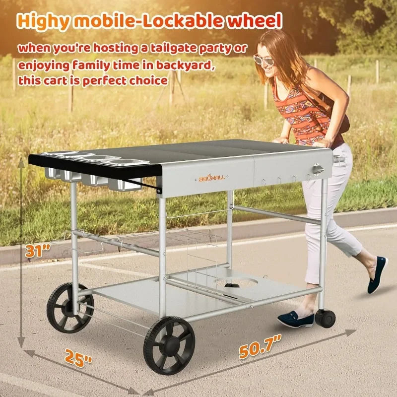 Pizza Oven Table Grill Cart for Koda Karu Fyra 16 and 12 with Movable Pizza Topping Station Prep Workcart Outdoor Grill Table Stand