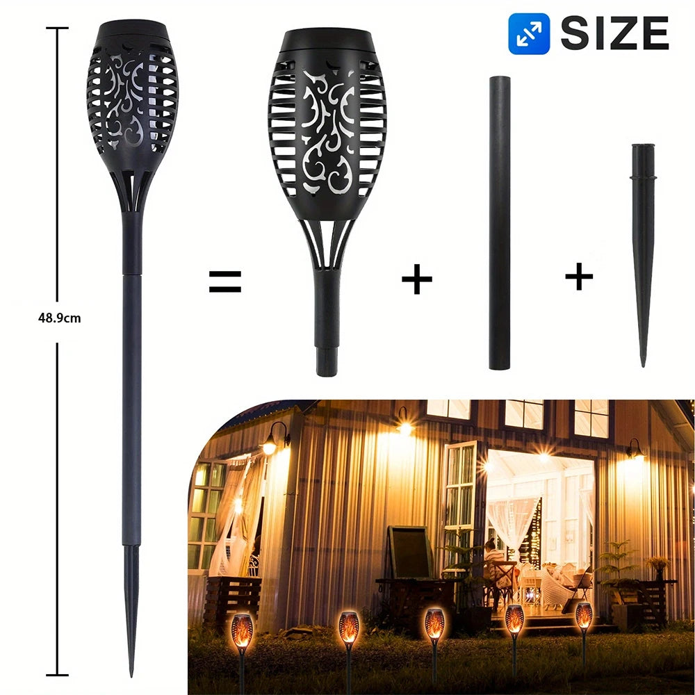 6Pack Solar Flickering Flame Lights Waterproof For Patio
