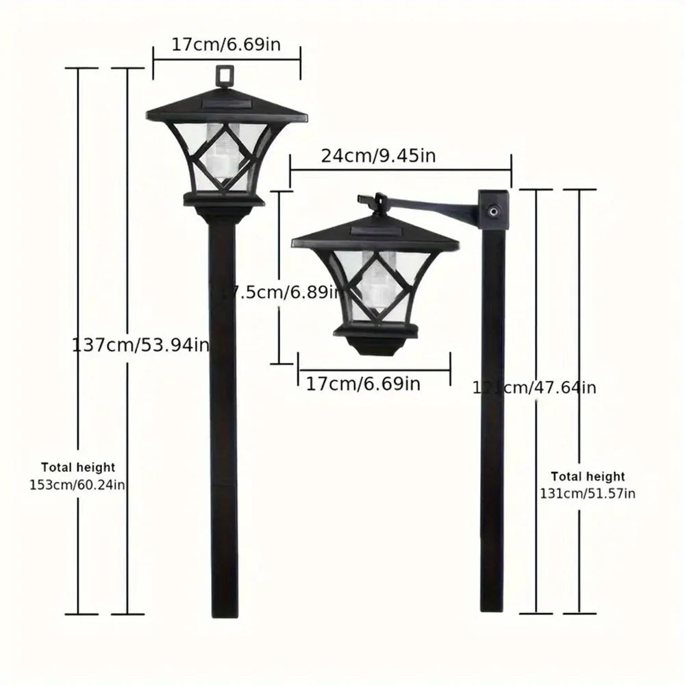 Vintage Solar Post Light Waterproof Lamp For Patio Garden