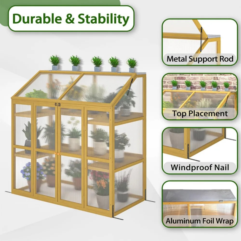 Mini Outdoor Polycarbonate Greenhouse With Openable Roof