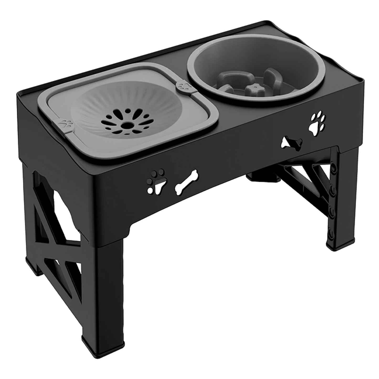 3 In 1 Adjustable Pet Feeder Slow Feed Double Bowls