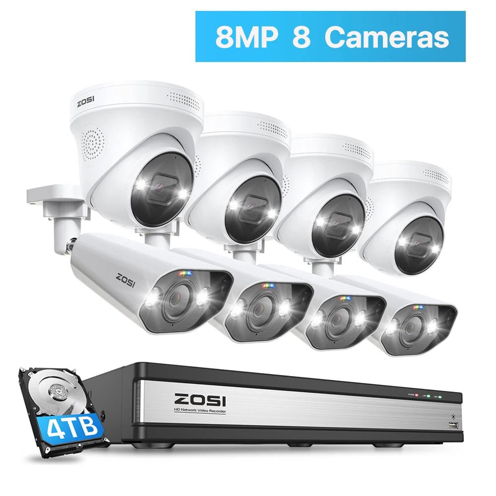 ZOSI 16CH 4K PoE 8MP NVR Security Camera System Outdoor
