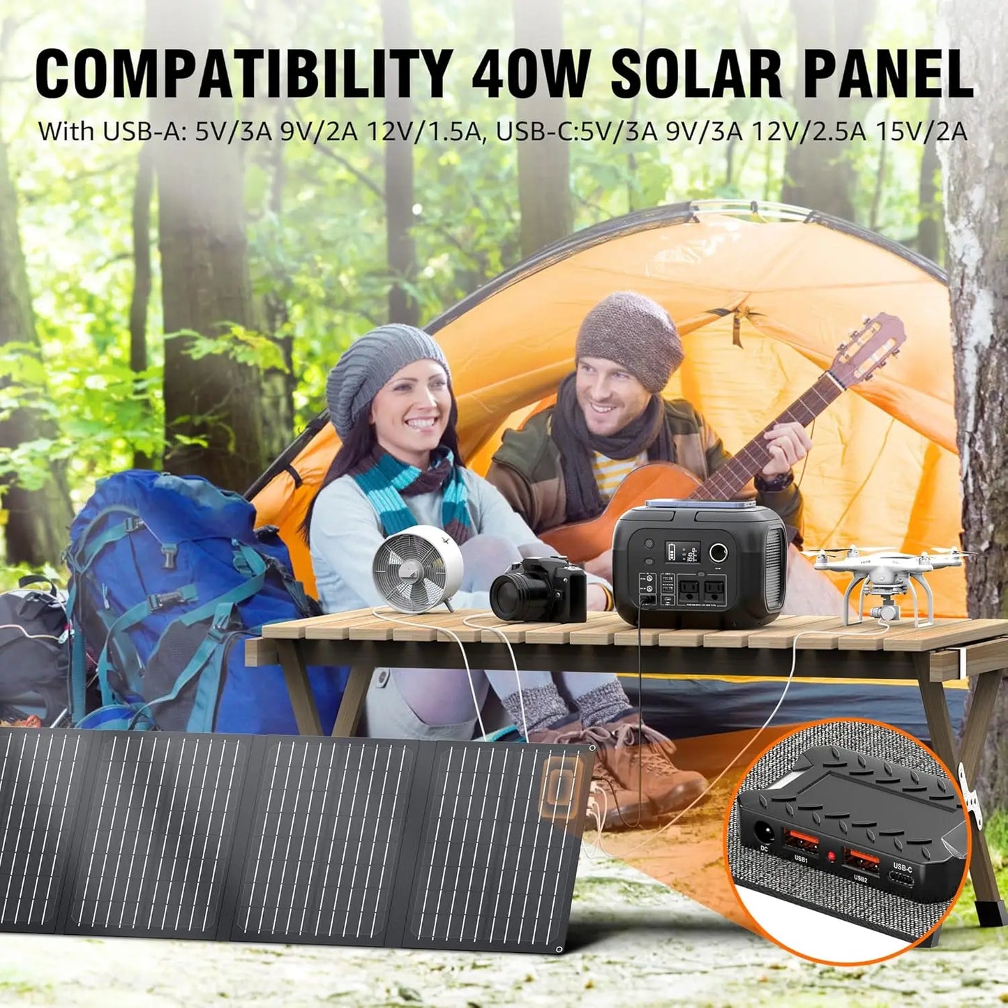 300W 260Wh Portable Power Station With 40W Solar Generator