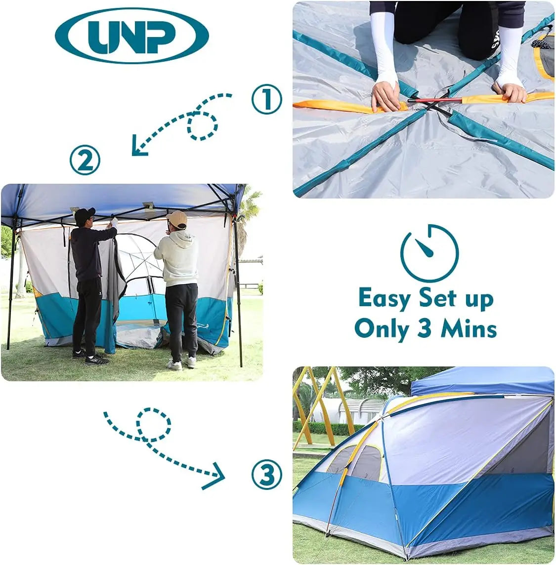 UNP Camping Tent Canopy Side Tent for 10 Foot by 10 Foot Canopies Easy Set Up Gazebo Ocean Blue