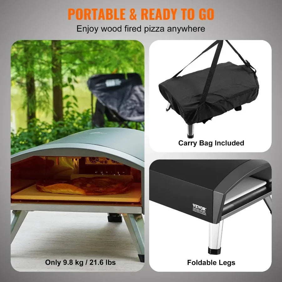 12 Inch Outdoor Portable Gas Pizza Oven Foldable Iron Spray Camping Aluminum Copper Alloy