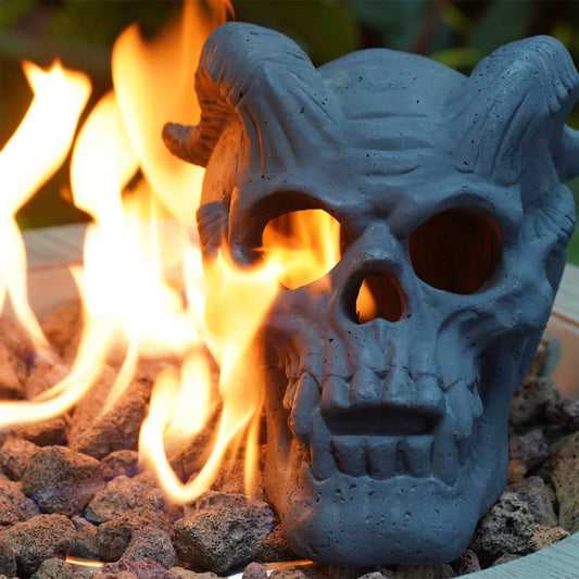 Refractory Fireproof Imitated Human Skull Gas Log for Wood Fireplace Firepit Campfire