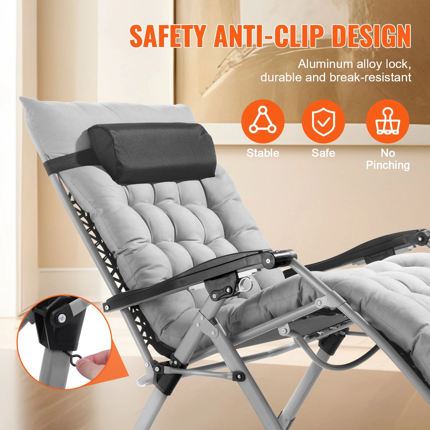 SucceBuy Zero Gravity Chair With Cushion Footrest Cupholder