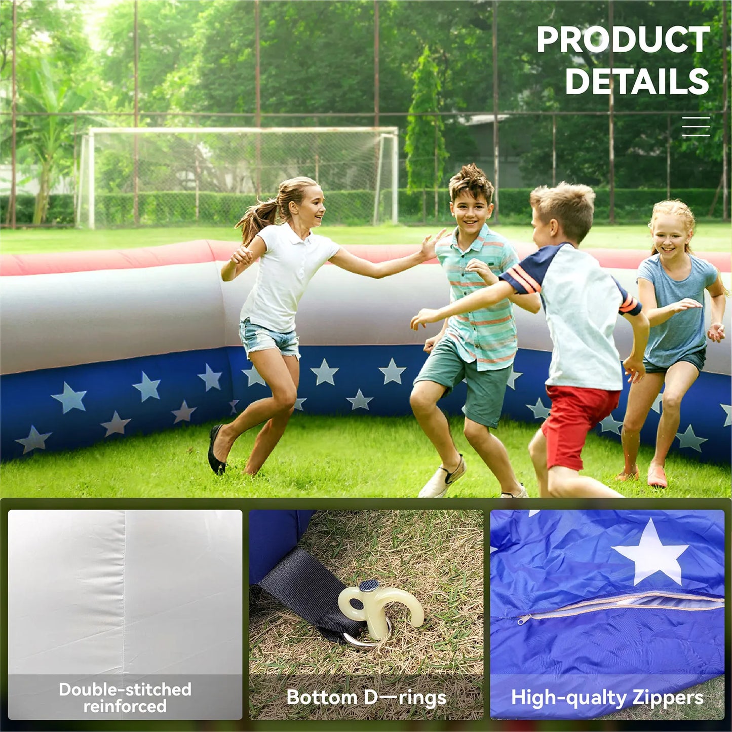Gaga Ball Pit Inflatable 15FT with Air Blower Portable Gagaball Court for Kids Outdoor Sports Game