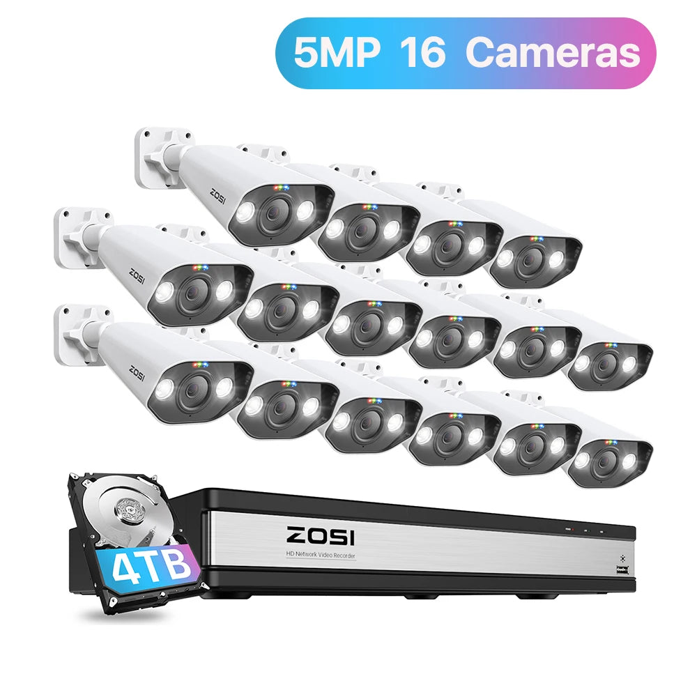 ZOSI 16CH 4K PoE 8MP NVR Security Camera System Outdoor