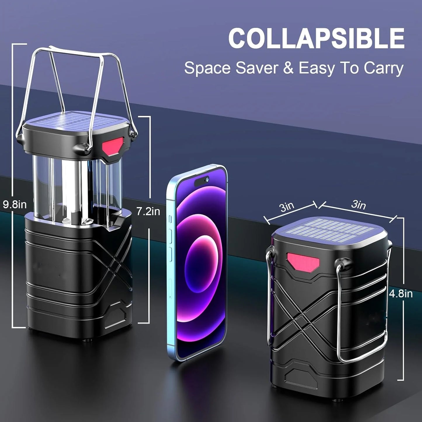 4 Pack Rechargeable Camping Lights Outdoor Solar USB LED