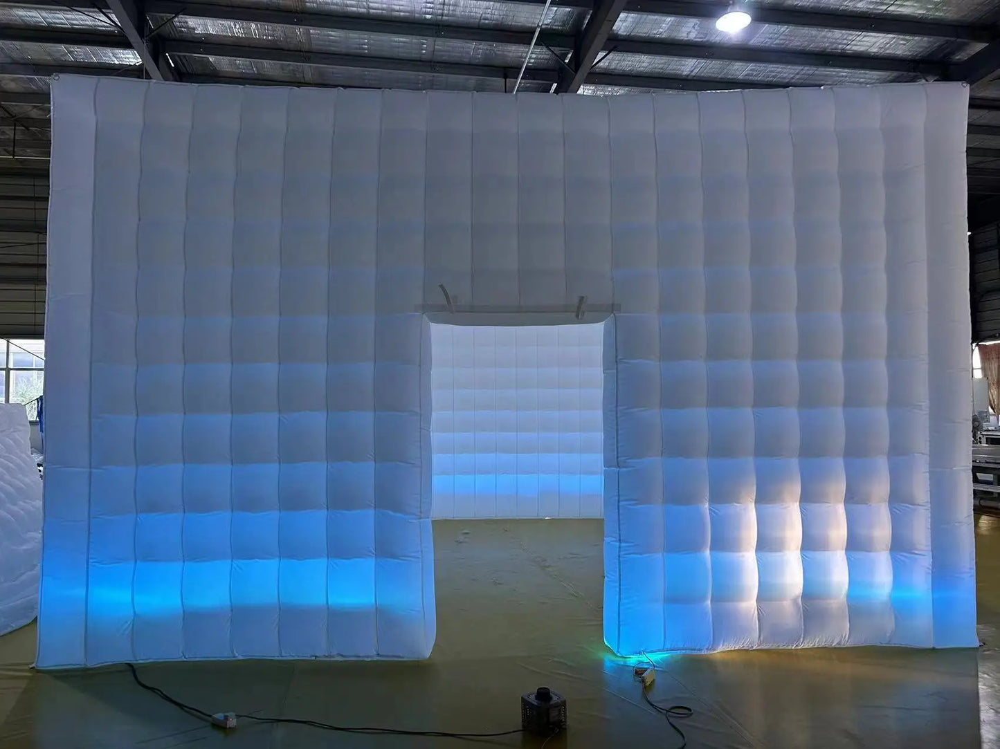 20ft Large Inflatable Nightclub Cube Tent Portable Air Cube Square Gazebo Event Room Tent House with LED Light and Blower for Party