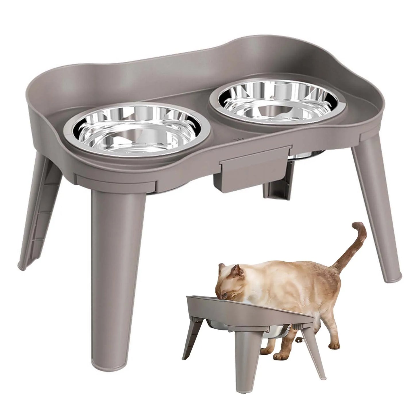 Elevated Stainless Steel Dog Feeder Non Spill Bowl Stand