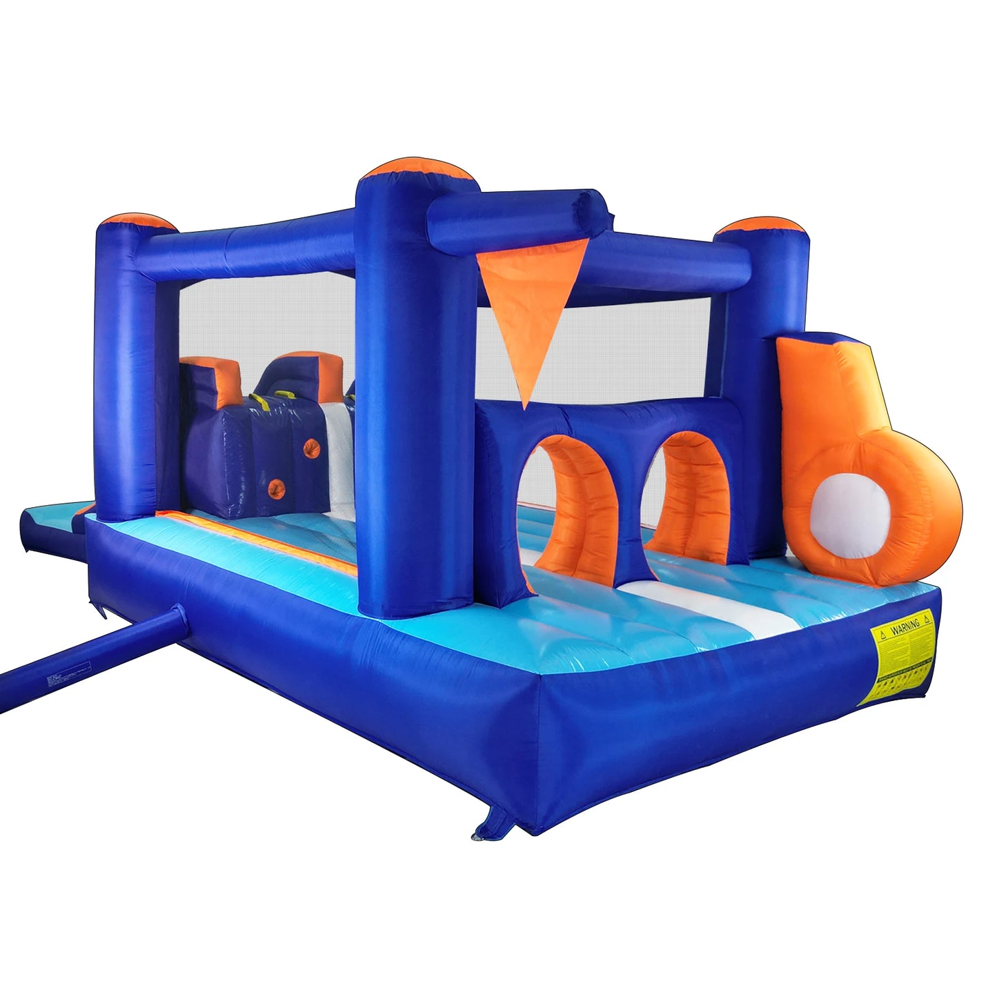 Inflatable Bounce House Obstacle Course for Kids with 2 Racing Slides Spacious Jumping Area Tunnels and Climbing Walls with Blower