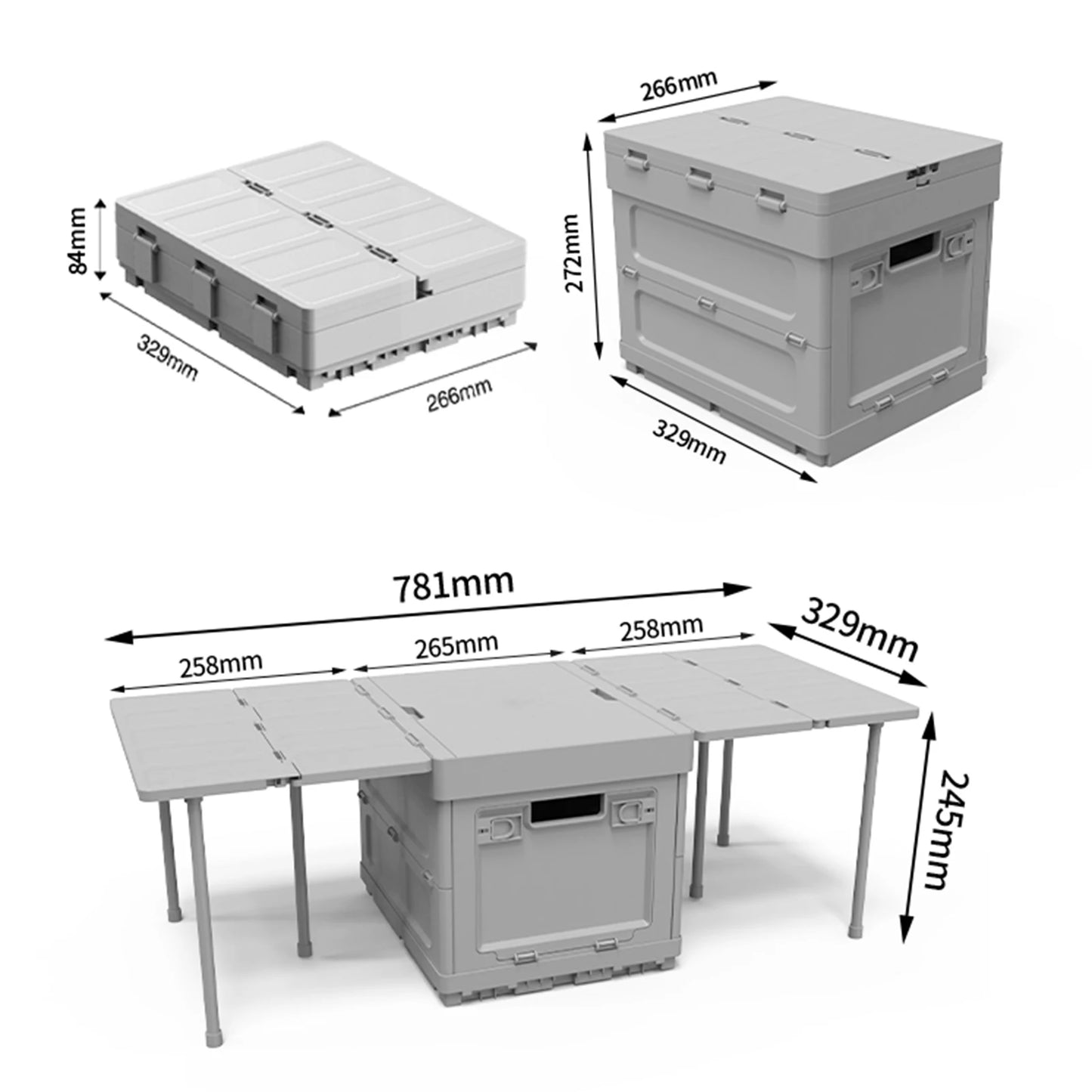 Portable Picnic Table With Cooling Feature Large Capacity Storage Container And Parking Warning Sign For Camping Outdoor