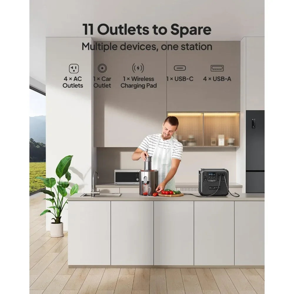 Solar Generator AC180 1152Wh LiFePO4 Battery 4 AC Outlets 1800W Portable Camping Power Station