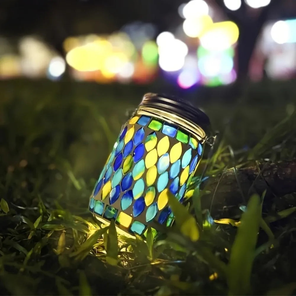 Solar Mosaic Outdoor Lantern Rechargeable Garden Light