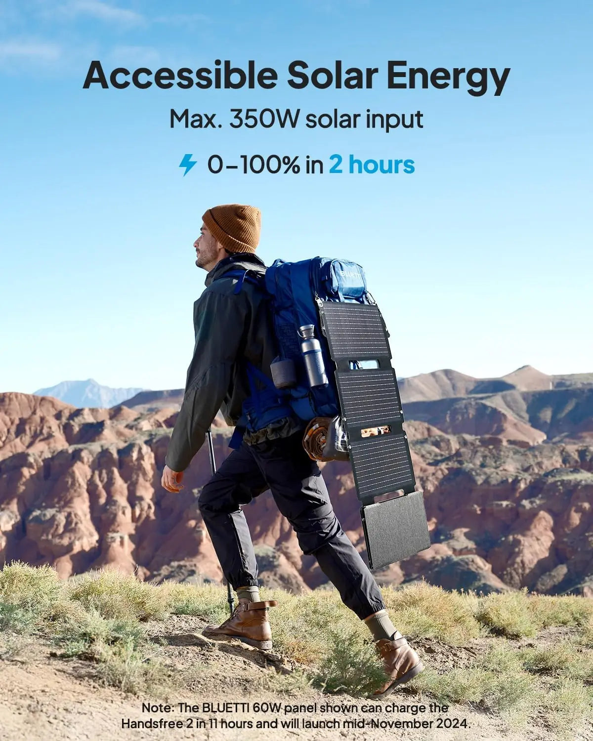 Bluetti Handsfree 2 Solar Backpack Power Station 512Wh 700W LiFePO4 Solar Generator for Hiking Photography Travel US Plug