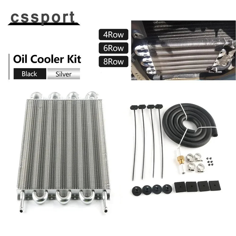 Universal Aluminum Remote Transmission Oil Cooler Auto Manual Radiator Converter Kit 2 Row 4 Row 6 Row 8 Row 10 Row 16 Row
