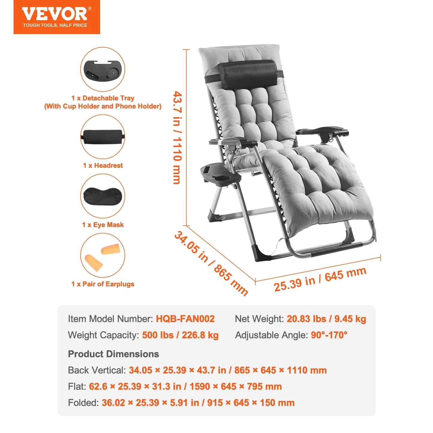 SucceBuy Zero Gravity Chair With Cushion Footrest Cupholder