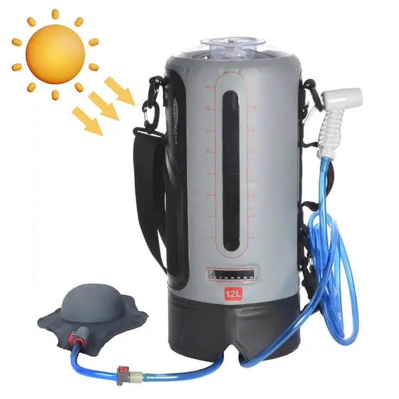 12L Portable Camping Shower Bag With Foot Pump Window