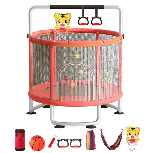 Indoor Trampoline With Protective Net For Adults And Kids 60 Inch Jumping Bed Outdoor Exercise Fitness Equipment