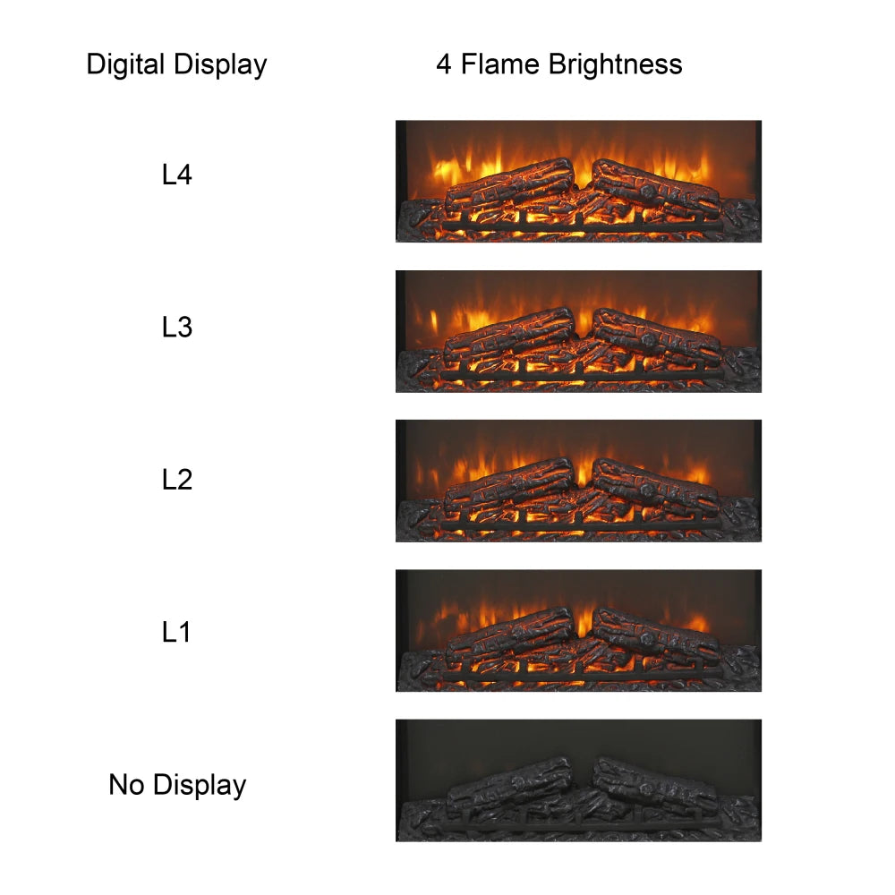 26 Inch Electric Fireplace Insert Ultra Thin Heater With Log Set Realistic Flame Remote Control Timer Overheating Protection