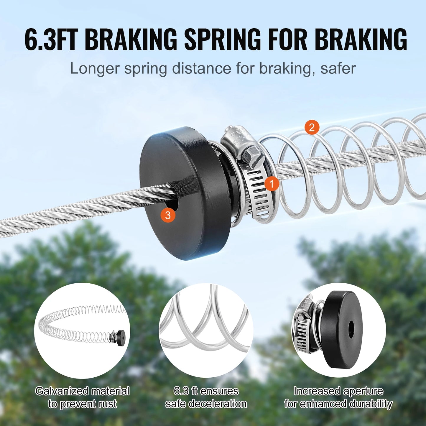 SucceBuy Zipline Kit 60 to 120 Feet Stainless Steel Safety Harness Seat Up to 500 Pounds Backyard Outdoor Playground Entertainment