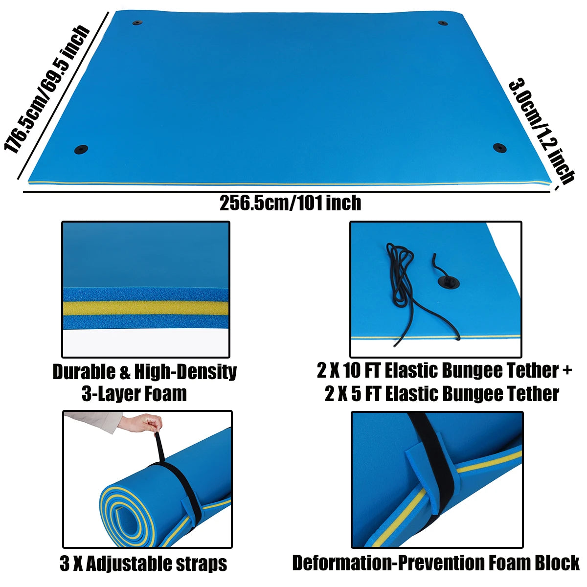 9X6 Ft Floating Water Mat Extra Thick XPE Foam Pad Large