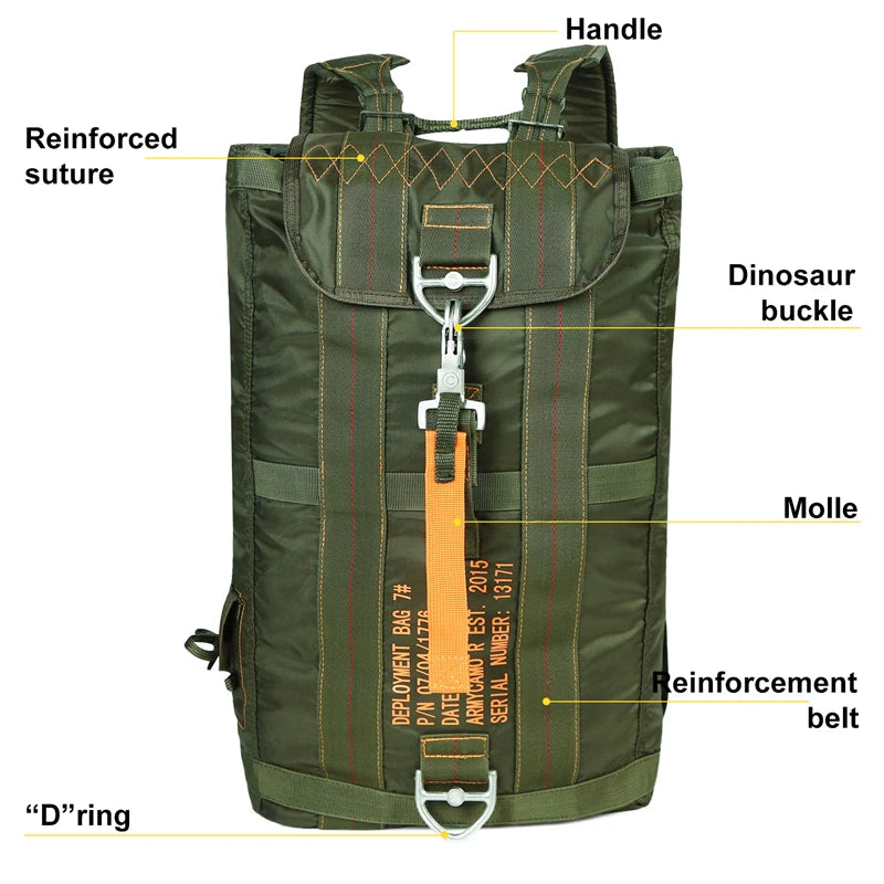 Durable All Purpose Backpack Lightweight Carryall Parachute Bag for Outdoor Hunting Hiking School Adventures